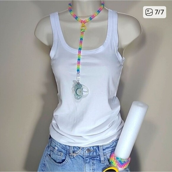 sour patch Kawaii Kandi Kid drop star Necklace Cuff Earrings Binky jewelry set - Picture 8 of 9